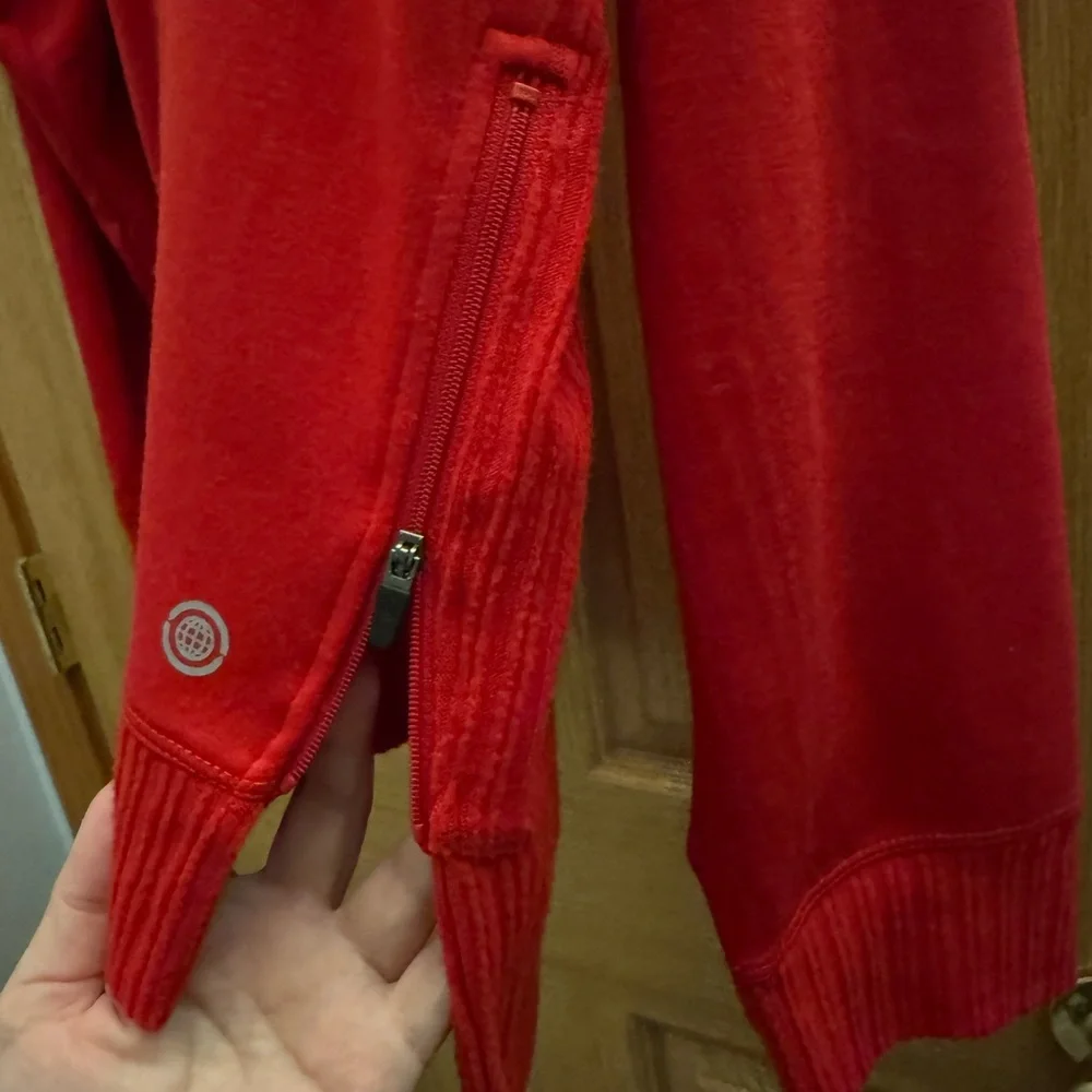 Max Studio Red Crew Neck Sweater with Side Zippers - Picture 2 of 6